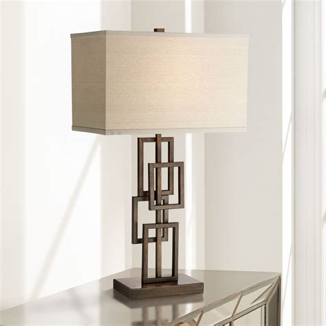 360 Lighting Modern Table Lamp Dark Bronze Metal Stacked Geometric Base