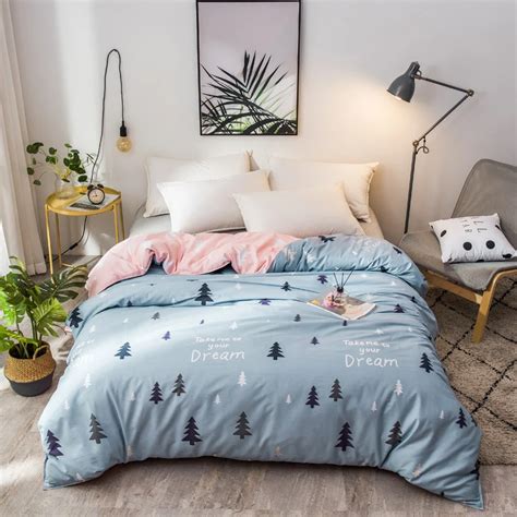 Simple Nordic Style Duvet Cover Forest Printing 100 Cotton Quilt Cover