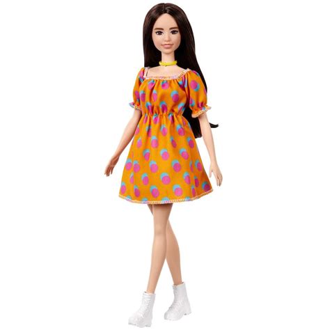 Barbie Fashionistas Doll Patterned Orange Dress 160