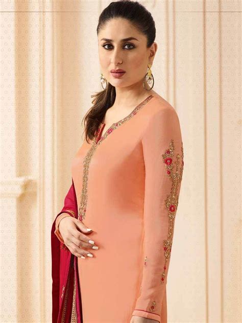 Peach Vinay Kareena Kapoor Designer Suit Designer Suits Fashion Fashion Forms
