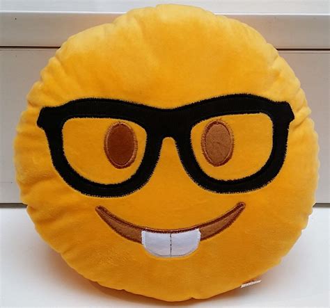 Sale Nerd Geek Eyeglasses Emoji Pillow Us Seller Etsy Emoji Pillows Emoji Cushions Emoji