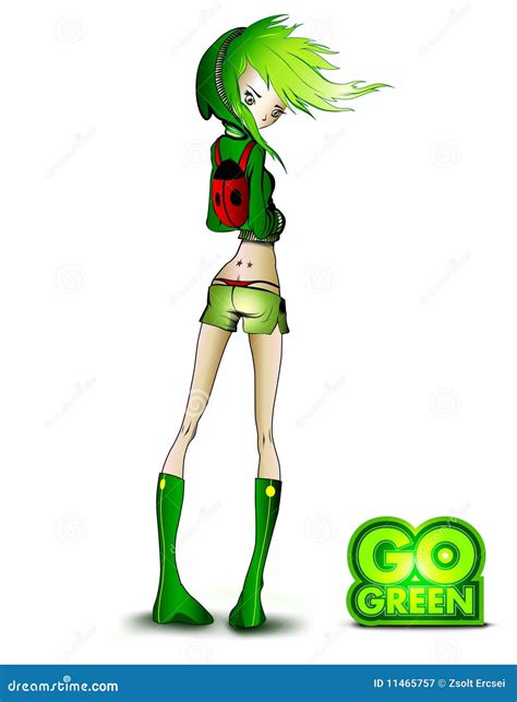 Go Green Girl Stock Vector Illustration Of Avatar Manga 11465757