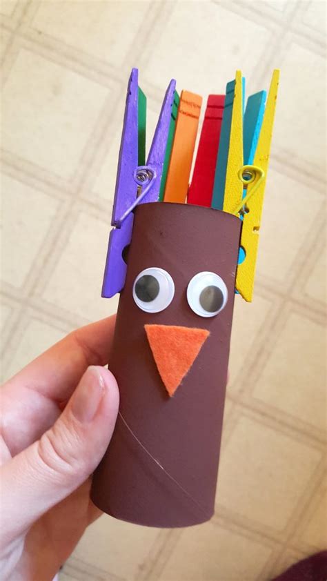 Creative Colorful Turkey Toilet Paper Tube Preschool Craft W Clothespins