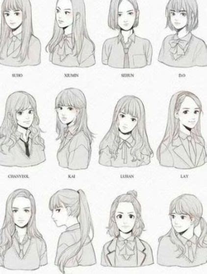 Hairstyles Anime Ideas Hair Drawing Reference Hairstyles Anime Girls