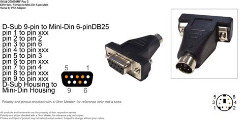 Adapter Serial D Sub Db9 9 Pin Female To Ps2 Mini Din 6 Pin Male
