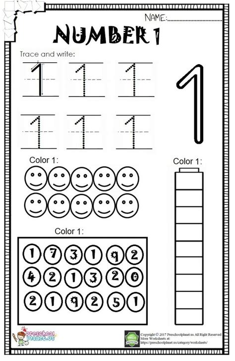 Number 1 Worksheet For Kindergarten