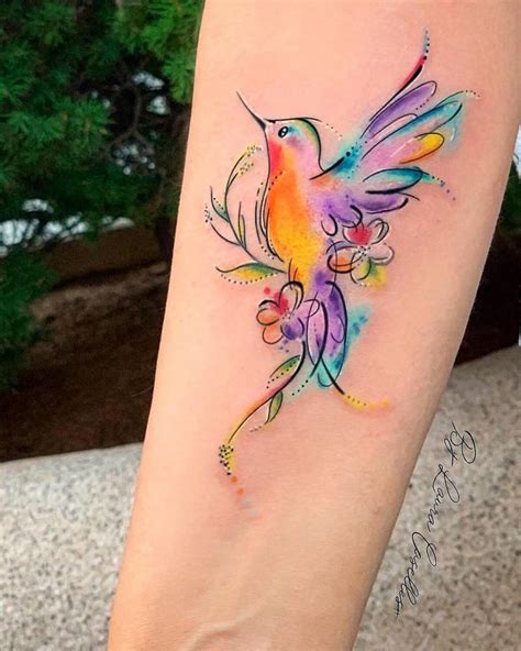 Tatuaje De Colibri En Acuarela En Madrid Barcelona