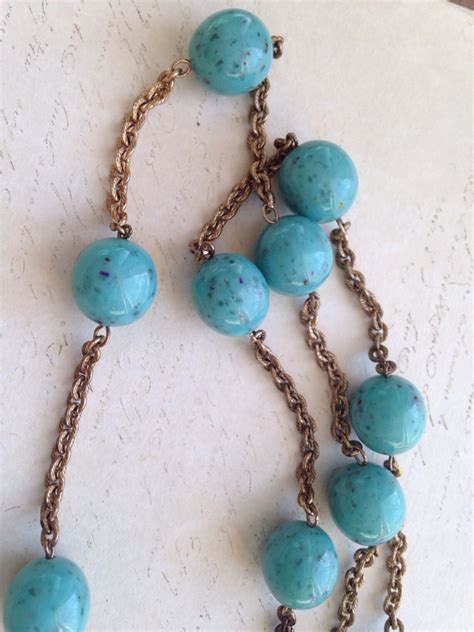 Vintage Turquoise Bead Necklace Etsy