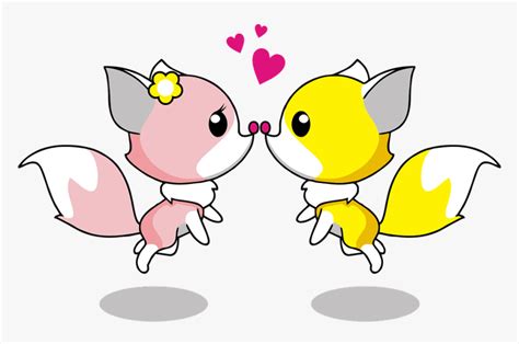 Anthropomorphized Animals Cartoon Couple Animated Good Morning Kiss