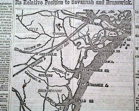 1862 Civil War Map Darien Ga