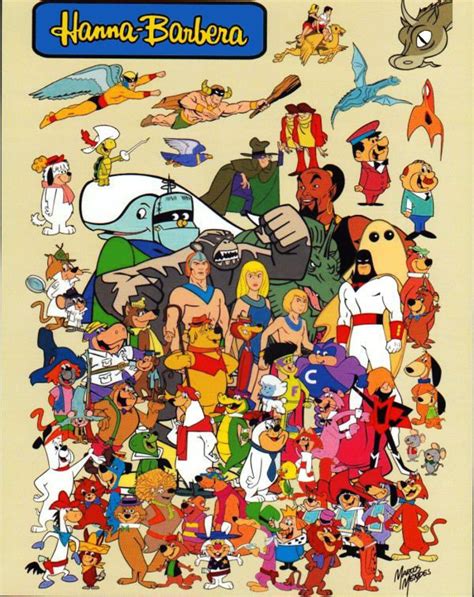 Hanna Barbera Super Heroes And Character Collage Print Yogi Space Ghost