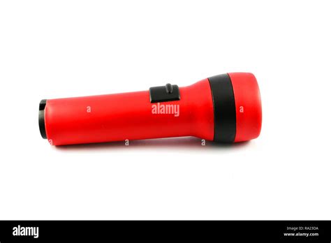 Flashlight Isolated Red Torch Light On White Background Stock Photo