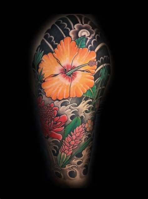 Floral Tattoo With Japanese Style Elements By Matt Maui Tattoo