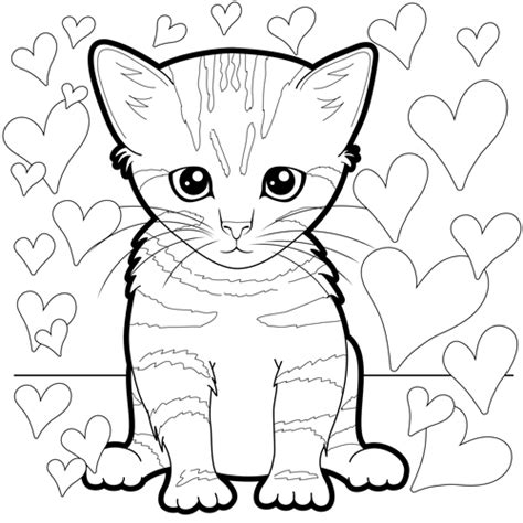 When you're done with these we have more animal coloring pages for kids , for adults , and a huge category of animals to look through. Kitten Love Coloring Page (M130) | Color a Mandala