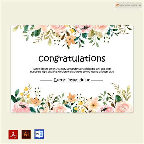 Free Congratulations Greeting Card Templates Word Psd