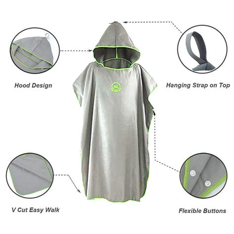 Microfiber Surf Beach Wetsuit Changing Towel Bath Robe Poncho With Hood
