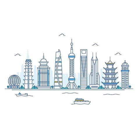 Illustration Of Shanghai Skyline Vector Premium Download