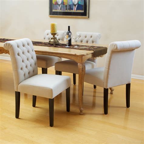 Set of 4 dining chairs retro home kitchen eiffel lounge office seats designer. Elmerson Tufted Ivory Linen Dining Chair (Set of 2 ...