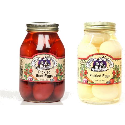 Amish Wedding Pickled Eggs And Red Beet Eggs Variety 2 Pack 32 Oz Jars