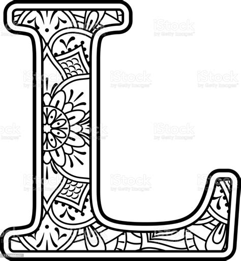 Download Mandala Art Coloring Letter L Stock Illustration ...