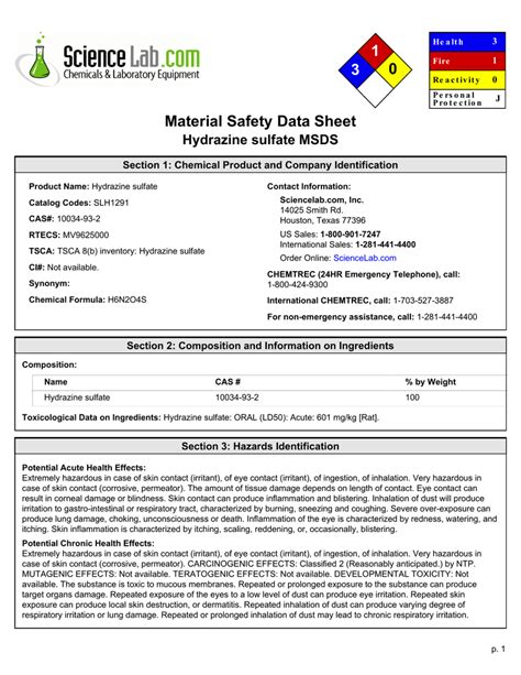 1 3 0 Material Safety Data Sheet