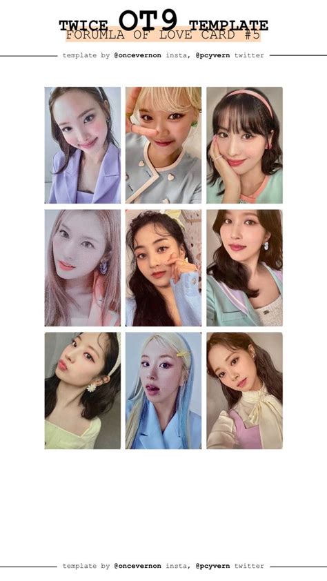 Twice Ot9 Photocard Template Photocard Printable Photo Card Photo