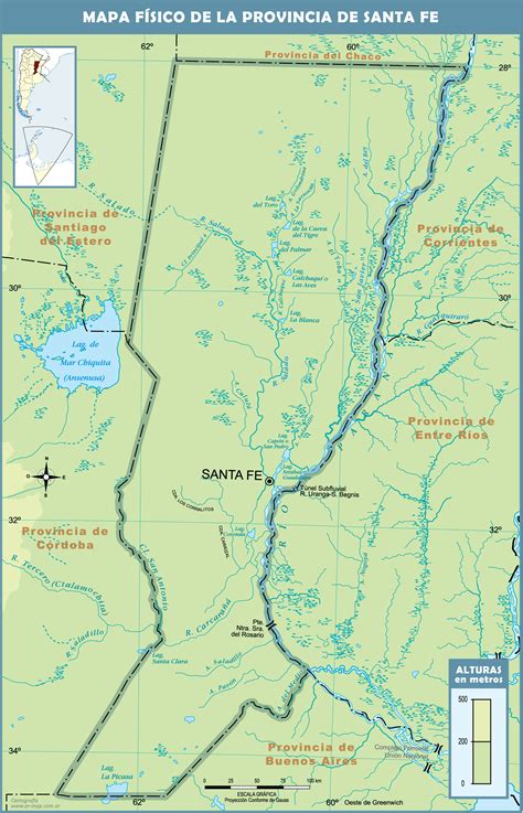 Physical Map Of The Province Of Santa Fe Argentina Ex