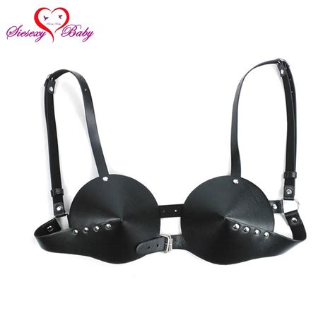 Faux Leather Bdsm Fetish Bondage Restraint Body Harnesses Breast Cover Slave Cosplay Erotic Sex