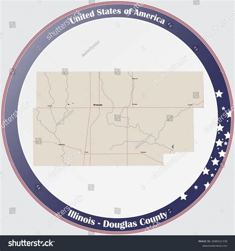 Large Detailed Map Douglas County Illinois Stock Vector Royalty Free