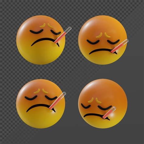 Premium Psd 3d Rendering Emoji Face Sick With Thermometer Feeling