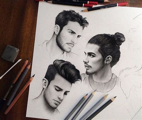 Sketches Studies Mens Hairstyles Realistic And Detailed Pencil