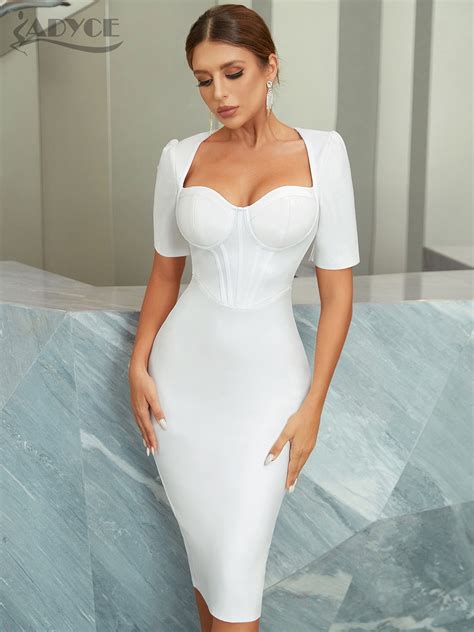 Adyce White Party Bodycon Bandage Dress For Women New Summer