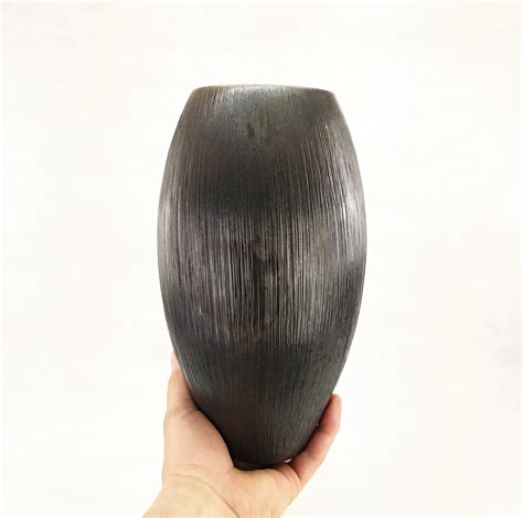 Naked Raku Pottery Gothic Vases Black Ceramic Vase Modern Big Etsy My