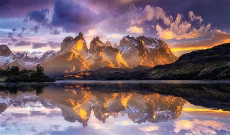 Download Peak Lake Reflection Mountain Patagonia Chile Andes Nature