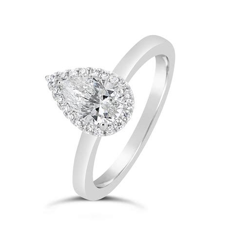 With a scintillating halo of. Pear Shape Diamond Halo Engagement Ring - ACB123