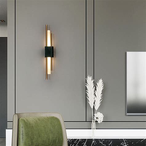 Modern Metal Wall Light Geometric Led Wall Sconce With Marble For
