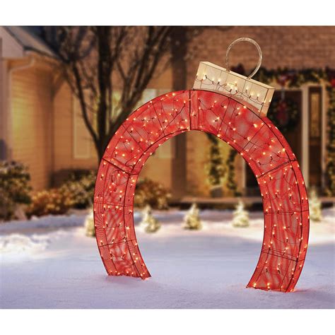 Members Mark 3 Piece Pre Lit Twinkling Ornament Decor Red And Gold