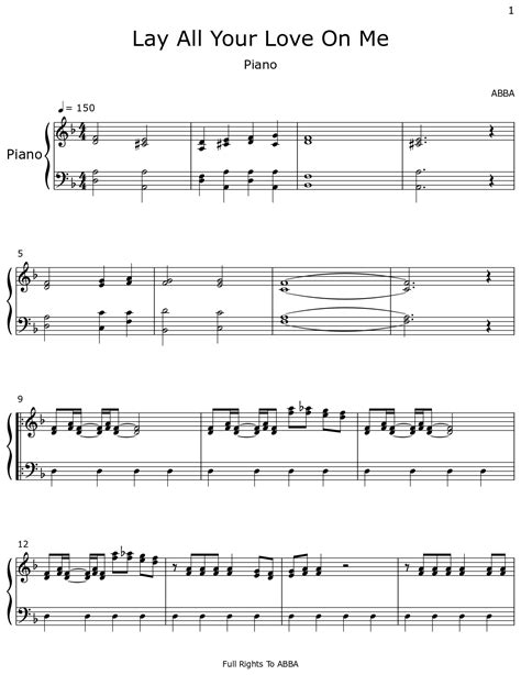 Lay All Your Love On Me Sheet Music For Piano
