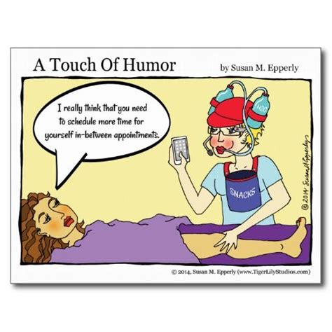 A Touch Of Humor Multitasking Massage Comic Postcard Massage Therapy Humor