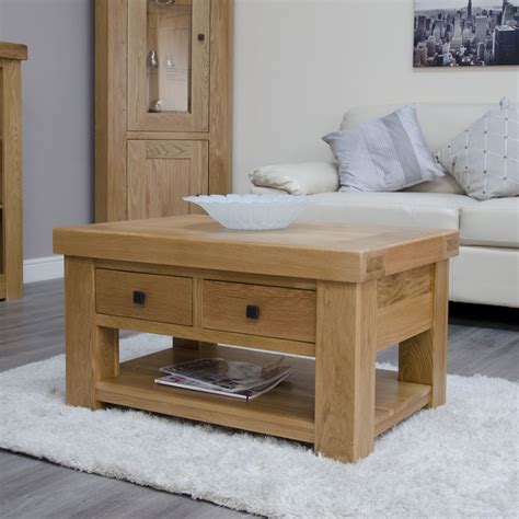 Stylish and simple opus oak 2ft x 2ft square coffee table is a great focal point in your living room. Bordeaux Solid Oak Coffee Table With Drawers - Freitaslaf ...