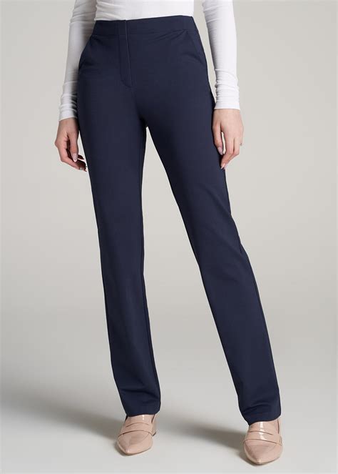 Slacks For Women Tall Lady Straight Leg Navy Pants American Tall