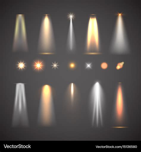 Different Light Effect Elements Bright Lights Vector Image