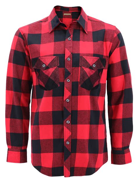 Vkwear Mens Premium Cotton Button Up Long Sleeve Plaid Comfortable