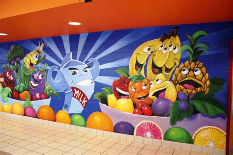 Hand Crafted Elementary Lunch Room Wall Murals By Patricks Upholstery