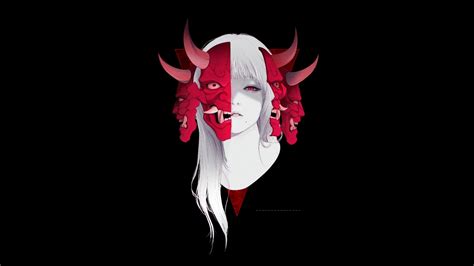 Fantasy Girl Oni Demon Mask Live Wallpaper Moewalls