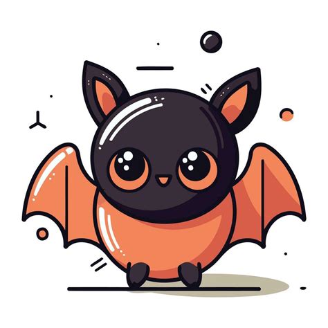 Cute Cartoon Bat Character Vector Illustration In Flat Design Style