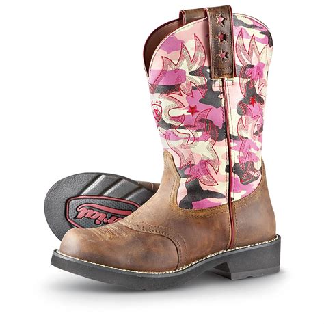 Women S Ariat Probaby Western Boots Pink Camo Cowboy Western Boots At Sportsman S