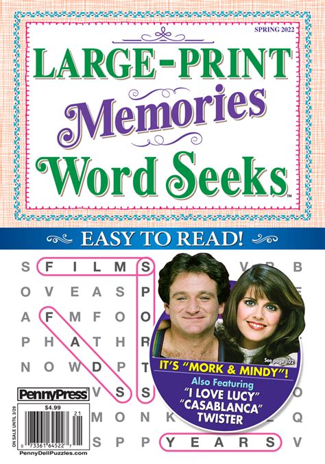 Large Print Memories Word Seek Penny Dell Puzzles