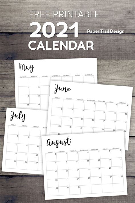 2021 Calendar Printable Free Template Paper Trail Design Calendar