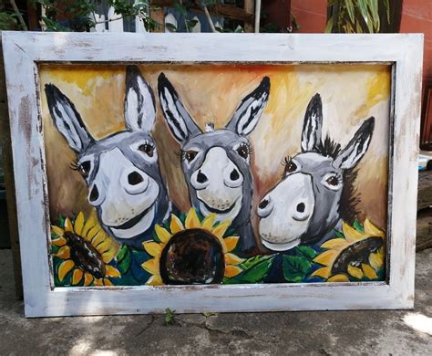 Donkeys With Sunfliwers Diy Art Painting Art Painting Canvas Artwork